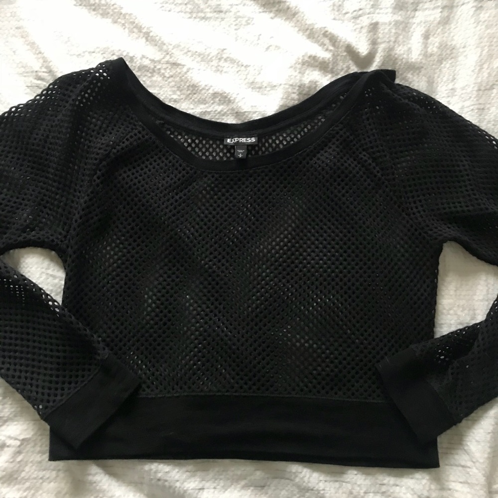 Express Black Mesh Crop Top